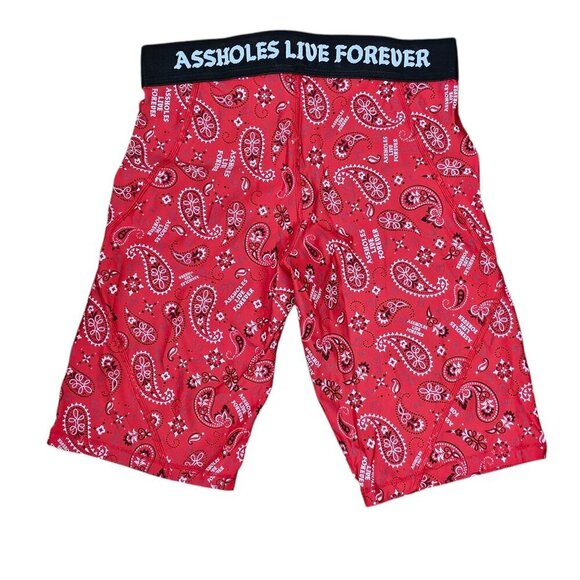 ALF New Long Red And Black Paisley Mid Rise Bike Shorts - Picture 3 of 6